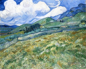  Berge Galerie - Weizenfeld mit Berge im Hintergrund Vincent van Gogh